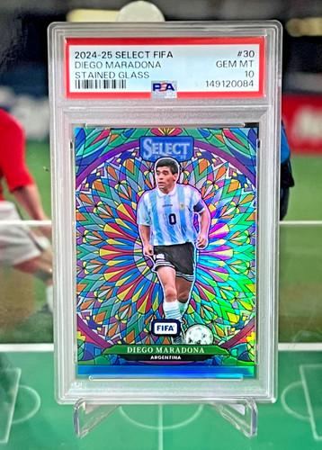 2024-25 Panini Select FIFA Diego Maradona #30 Stained Glass Prizm PSA 10 Gem