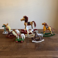 Vintage Miniature Handmade Rocking Horses Lot Of 7