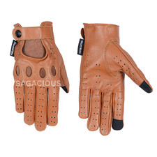 Designer Driving Gloves Cognac Brown Leather Touchscreen Car Gloves Unisex Glove