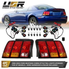AMBER SIGNAL COBRA Tail Light w/ Upgrade Wires PlugNPLay For 99-04 Ford Mustang