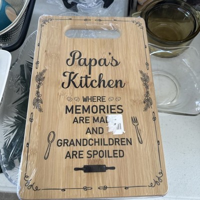Bamboo Cutting Board Papa's Kitchen Where Grandkids are Spoiled New 11.8'' x 7.7''