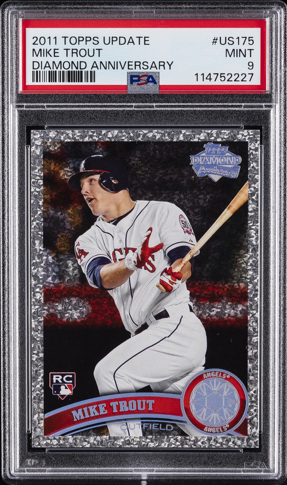 2011 TOPPS UPDATE DIAMOND ANV #US175 MIKE TROUT ROOKIE RC PSA 9