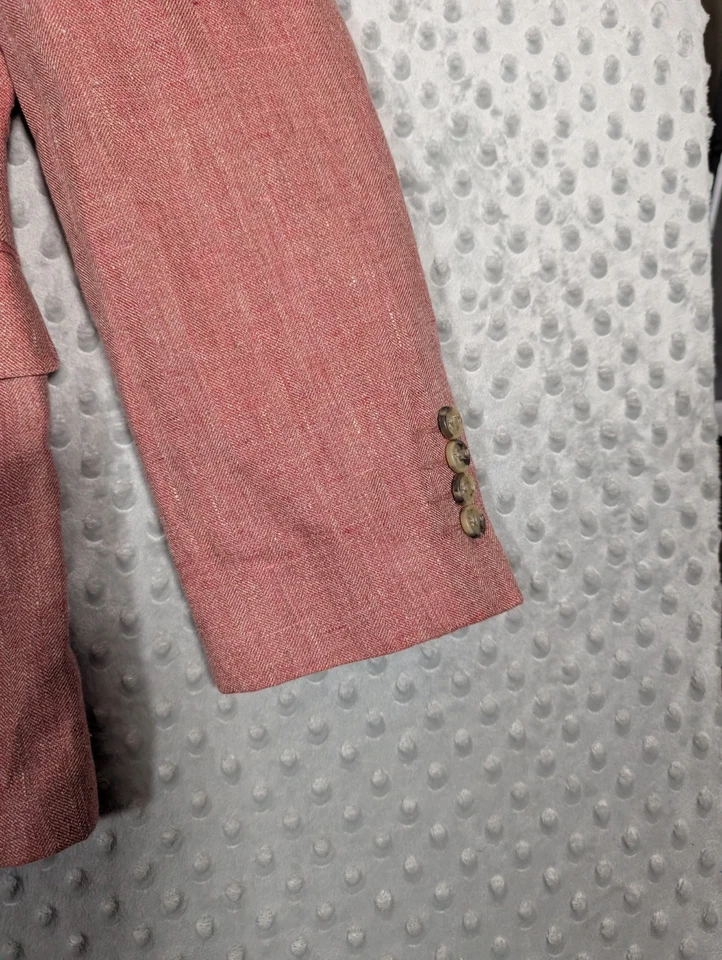 Abrigo deportivo Bonobos 100 % lino para hombre 40R ajuste estándar espiga marzotto rosa Foto 3 de 4