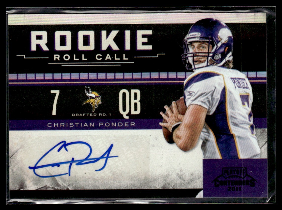 Christian Ponder Playoff Contenders Rookie Roll Call #4 Autograph