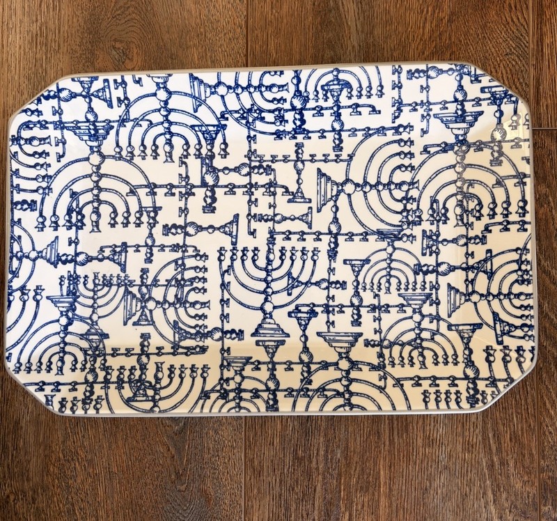 Williams Sonoma Menorah Platter Hanukkah Octagonal Holiday Decor 15.5” wide