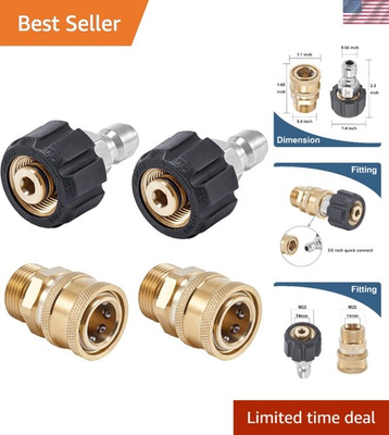 #ad #ad M22 14mm to 3 8 Inch Pressure Washer Quick Connect Fittings 4 Durable Pieces $27.99