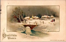 Beautiful Christmas Scene on Vintage Postcard d/13 AX6168