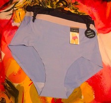 3 NEW PRIMA VALENTINA 77309 BL/GY/BK NO PANTY LINES MF HI-CUT BRIEF PANTIES L