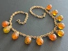 Unsigned Miriam Haskell Vintage Collar Necklace Amber Bakelite Brass 056