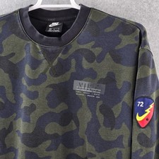 Nike Crewneck Sweatshirt Mens Medium Camo Camouflage Patch French Terry Pullover