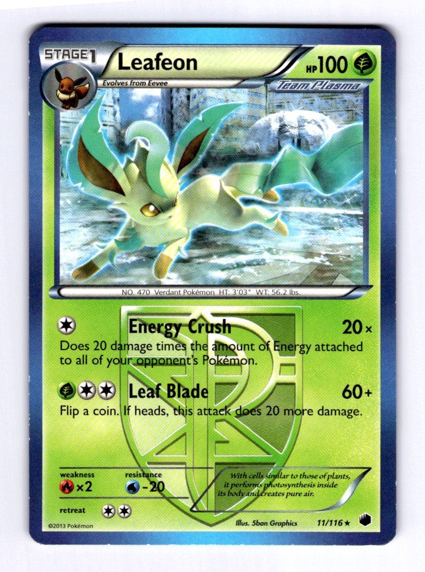 Leafeon (Team Plasma) Plasma Freeze #11 (2013) Rare LP Pokemon