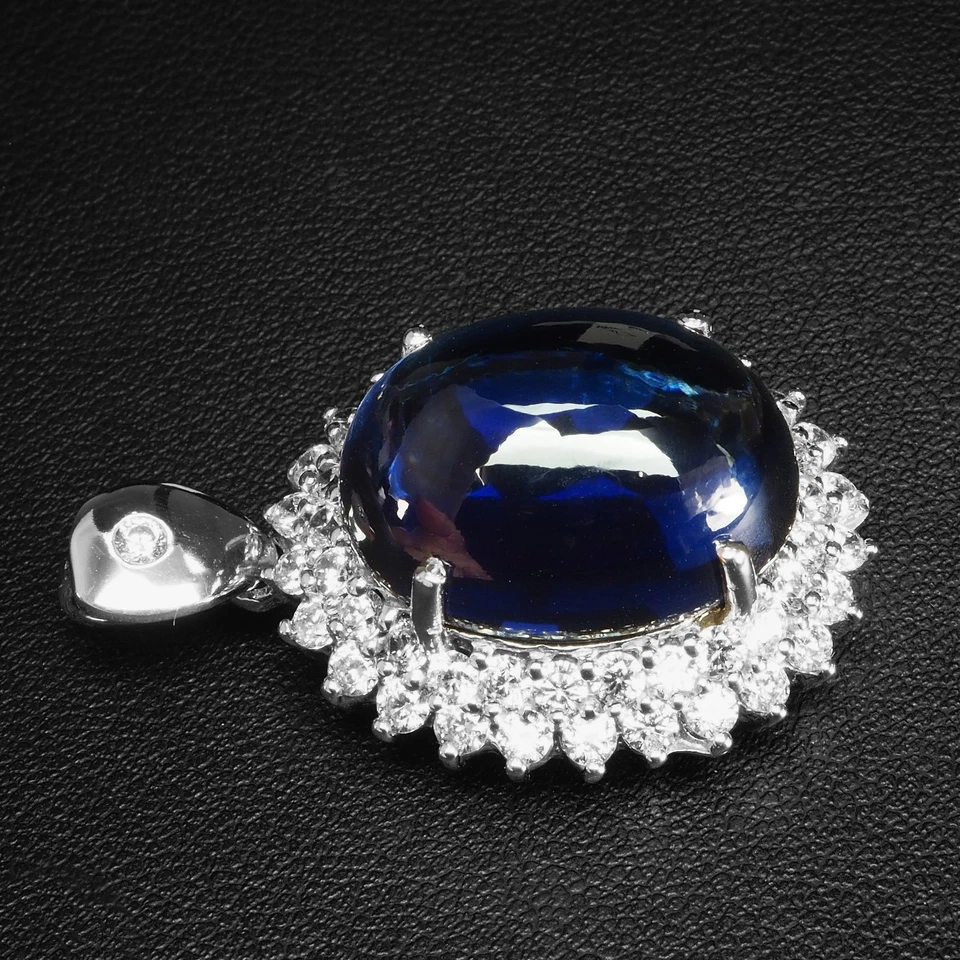 Squisiti ciondoli fatti a mano in argento sterling 925 cabochon zaffiro blu... - Immagine 4 di 4