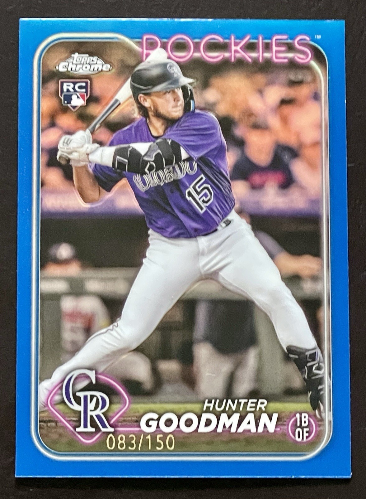 2024 Topps Chrome - Hunter Goodman #99 Blue Refractor Rookie /150 (RC) Rockies