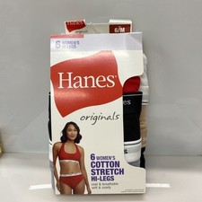 Hanes Originals Women's 6pk Breathable Stretch Cotton Hi-legs Underwear - Size M