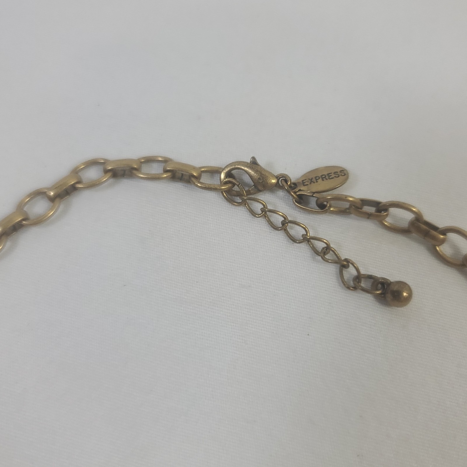 Express Gold-Tone Round Rectangular Brown Wooden … - image 6