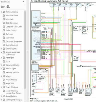 Ford Explorer 1996 Complete Color Wiring Diagram Schematic V6-245 4.0L 4WD pdf