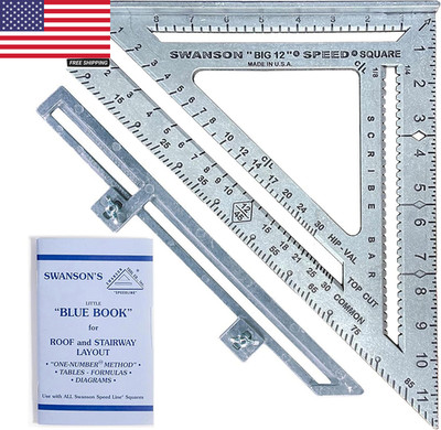 Swanson Tool Co S0107 ''Big 12'' 12-Inch Speed Square Layout Tool with Blue Book
