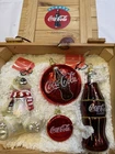 1996 Kurt Adler Christmas Polonaise Blown Glass Coca Cola Ornaments W/wooden box