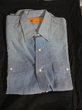 Collared Work Shirt Great for Mechanic Or Maintenance Size Large Blue