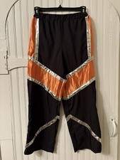 Weissman Child Medium Dance Costume Pants Black Orange Silver Metallic Jazz