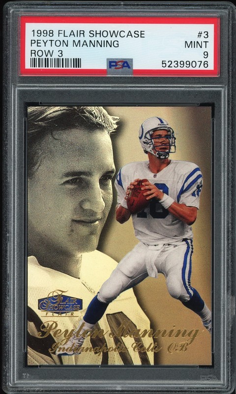 1998 Flair Showcase #3 Peyton Manning Row 3 RC PSA 9 Mint Colts