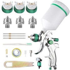 ENDOZER Professional HVLP Spray Gun Set Gravity Feed Air Spray Gun with 1.3,1...