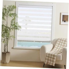 Cordless Zebra Blinds Window Blind Zebra Shade 20"W x 72"H Cordless White