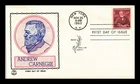 US COVER ANDREW CARNEGIE FIRST DAY ISSUE SCOTT 1171 TRI COLOR CACHET