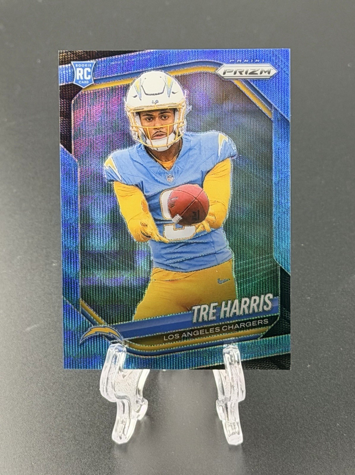2025 Prizm #371 Tre Harris Blue Wave Prizm RC Rookie SP /230 Chargers