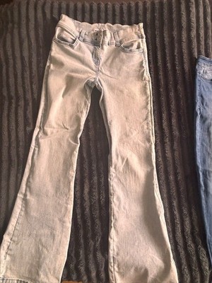 FB Sister Damen Denim Jeans Schlaghose XL L32 blau helle Waschung Stretch