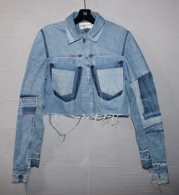 MISBHV Patchwork Denim Jacket Cropped Long Sleeves Punk Rocker Rebel Look