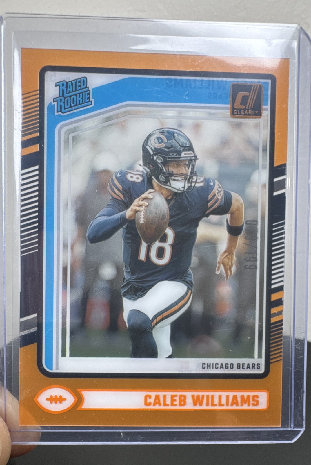 2024 Panini Clearly Donruss - Rated Rookie Caleb Williams #51 Orange /199 (RC)