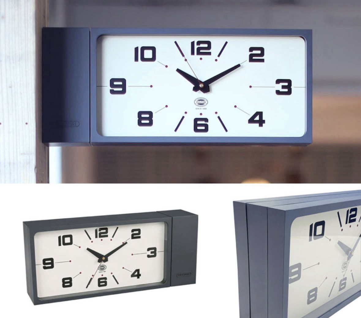 NEW Dulton Double Face Wall Clock H21-0362 GRAY Rectangle Magnet Type Japan