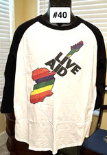 VINTAGE ORIGINAL LIVE AID 1985 WHITE/BLACK RAGLAN TEE THIS SHIRT SAVES LIVES