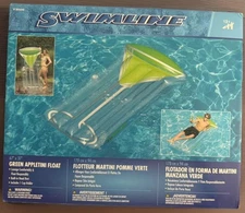 NEW Swimline Green Appletini Inflatable Pool Float Raft w Headrest & Cup Holder 