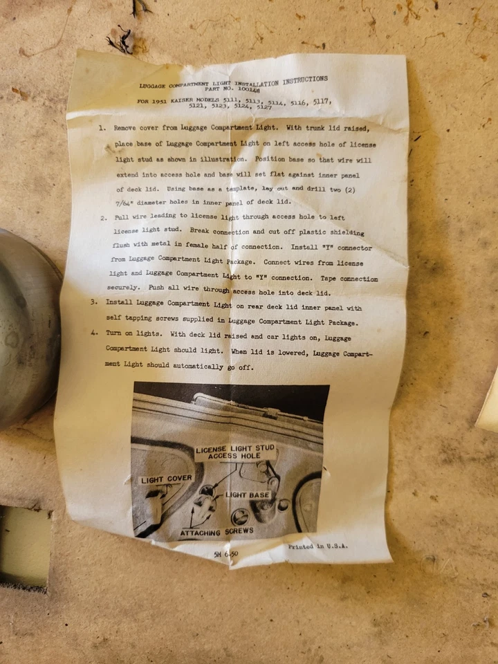 RARO DE COLECCIÓN NOS KAISER FRAZER LUZ MALETERO CON CAJA JOHN W HOBBS Foto 3 de 4