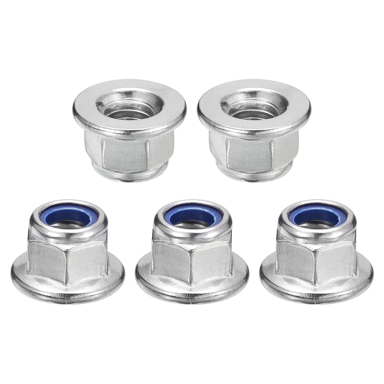 M6x1mm Flange Nylon Insert Lock Nuts, 100Pcs 304 Stainless Steel, Silver