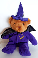 Dakin plush bear in a wizard or witch Halloween costume 12" tall FREE SHIP