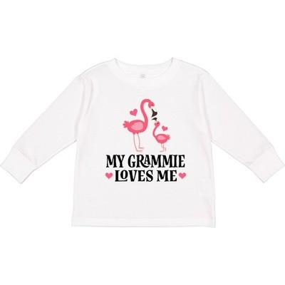 Inktastic Grammie Loves Me Girl Flamingo Toddler Long Sleeve T-Shirt Clothing
