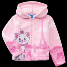 NWT Disney Marie Aristocats Girls Sherpa Hooded Zip Jacket Pink Coat Size 6-6X