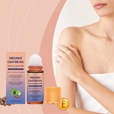 Organic Golden Castor Oil Roll-On with Rose Quartz for Skin,Hair Wrinkle