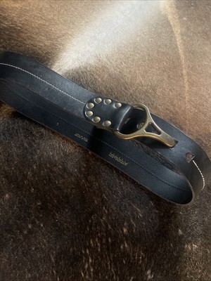 Antoniazzi Firenze Leather Belt W/White Thread Pattern On Black Leather L