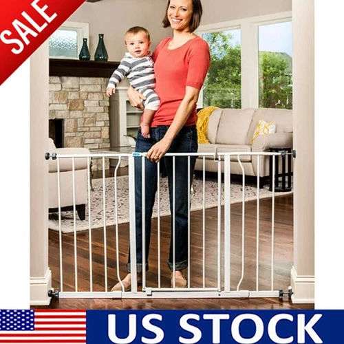 Baby Safety Gate 29”- 47” Extra Wide Walk Thru Pet Dog Fence Door Child Indoor - Picture 3 of 12