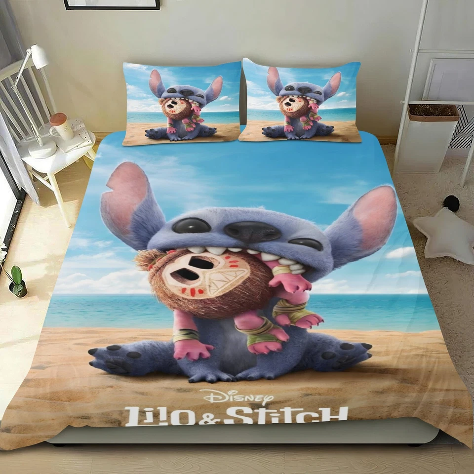 3Pcs Bedding Sets Lilo & Stitch Duvet Cover Sets All Season for Kids Lightweight - Image 2 of 4