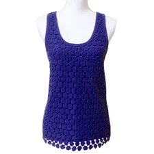 J Crew Crochet Tank Top Small Purple Cotton Layered Embellished