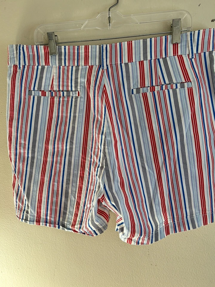 Pantalones Cortos Clásicos Caribbean Joe & Co Rojo Blanco Azul Negro Rayas Para Mujer Talla 16 Foto 3 de 4