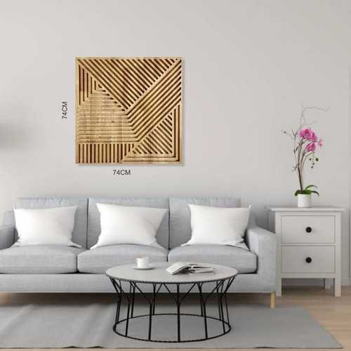 Geometric Wooden Square Wall Art – Abstract Modern Design for Stylish Rooms - Picture 4 of 12