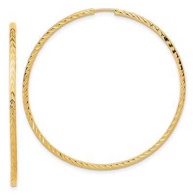 44 mm 14K Gelbgold glänzend geschnitten quadratische Röhre Endloser Reifen Ohrringe TF1000