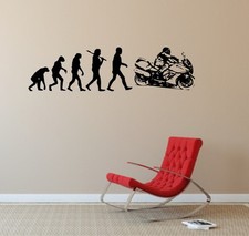 Wandtattoo: Evolution Motorrad - Rennmaschine - Rennsport // Größen- u. Farbwahl