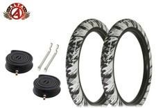 ALTA 20 X 2.35 SEMI-SLICK STREET PARK FIRE BALL GRAPHIC TIRES BMX BIKE WHITE 6PC